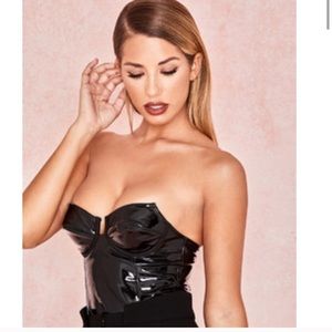 House of CB Ottavia vinyl black bodysuit